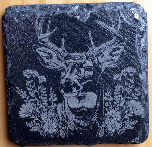Big buck Slate Coaster with a nature design! Decorative Design, Ideal for Barware, Tableware