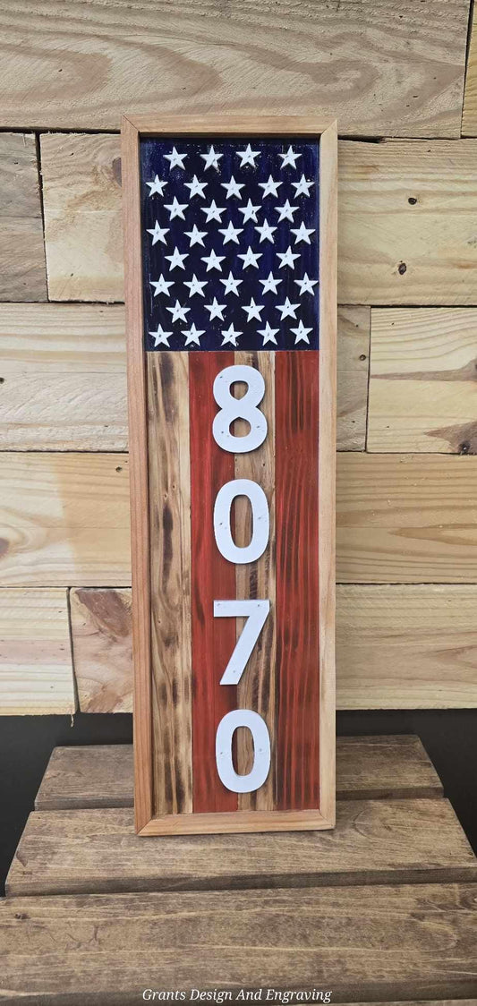 Unique 3d Personalized American Flag Address Plaque - Perfect Gift Rustic American Flag Address Display - Tailored for Your Home
