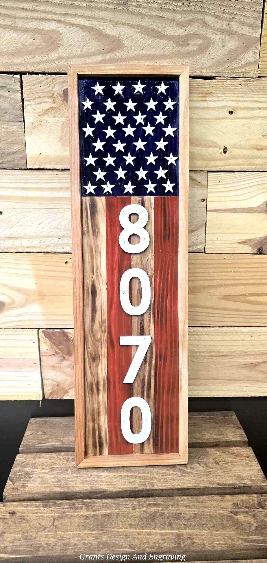 Unique 3d Personalized American Flag Address Plaque - Perfect Gift Rustic American Flag Address Display - Tailored for Your Home