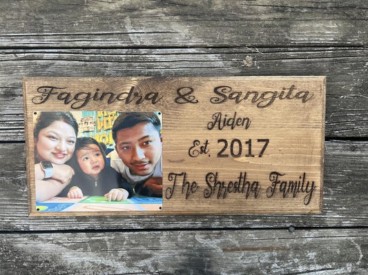 Handcrafted wood display made with love. To show your love and with a laser engraved special message and a 8x10 aluminum photo to commemorate