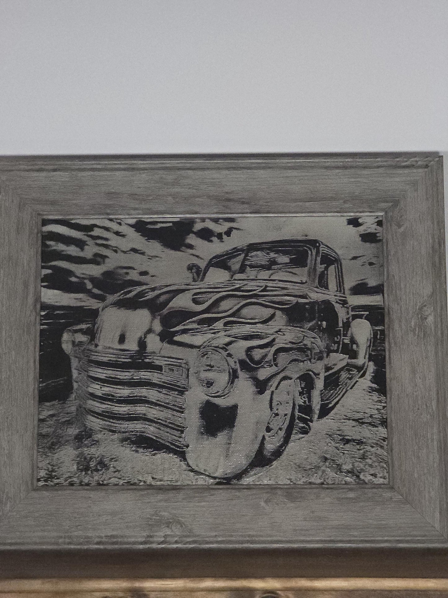 8x10 Canvas painting of a truck - Black and White Design with a Unique Artistic Style