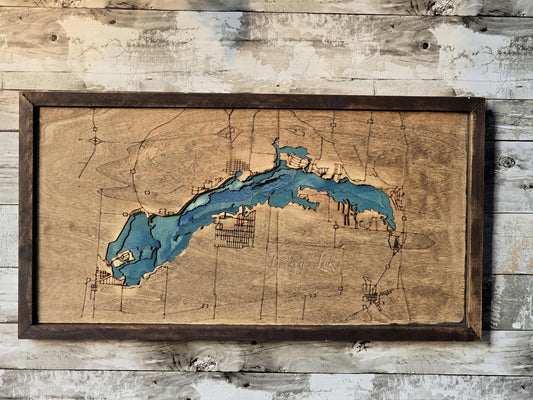 Wooden 3D Depth Map of Buckeye Lake, Ohio **FREE SHIPPING**
