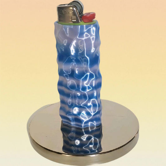 The Deep Sea Ripple Lighter Case – Blue Gradient 3D Textured Cover