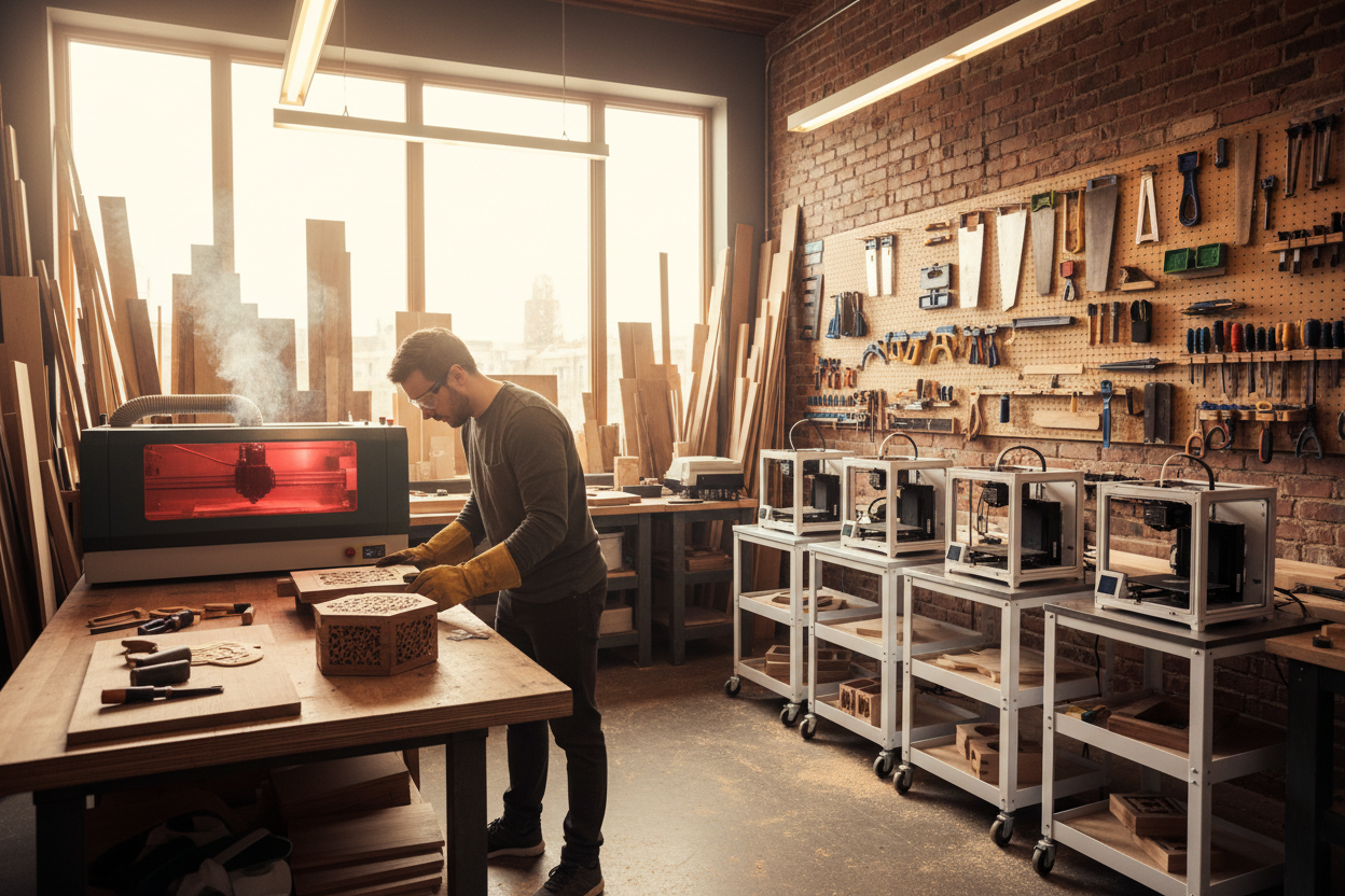 Company moto is Transforming Ideas Into Timeless Designs! We fetcher wood working and laser engraving and 3d printing