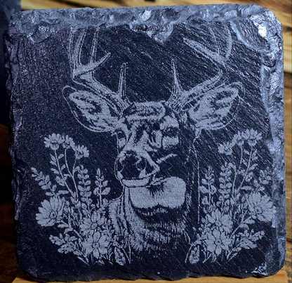 Big buck Slate Coaster with a nature design! Decorative Design, Ideal for Barware, Tableware