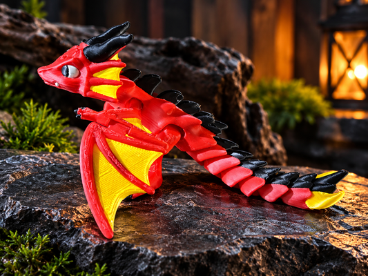 Flexi dragon with flapping wings.