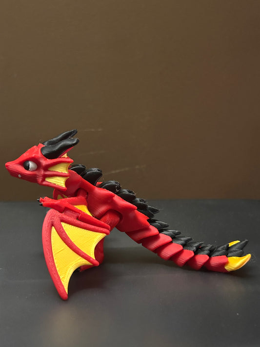 Flexi dragon with flapping wings.