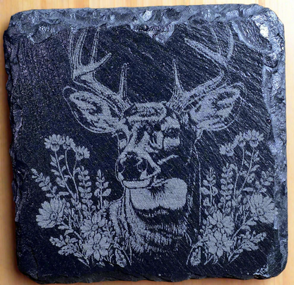 Big buck Slate Coaster with a nature design! Decorative Design, Ideal for Barware, Tableware