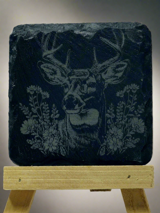 Big buck Slate Coaster with a nature design! Decorative Design, Ideal for Barware, Tableware