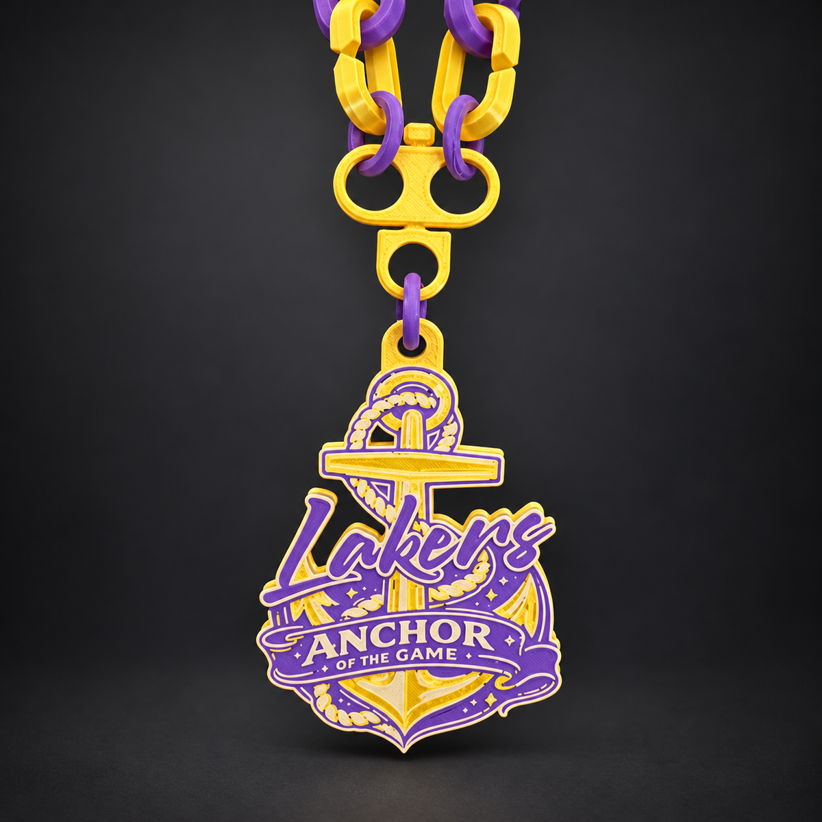 Millersport Lakers purple and gold Anchor of the Game hype necklace