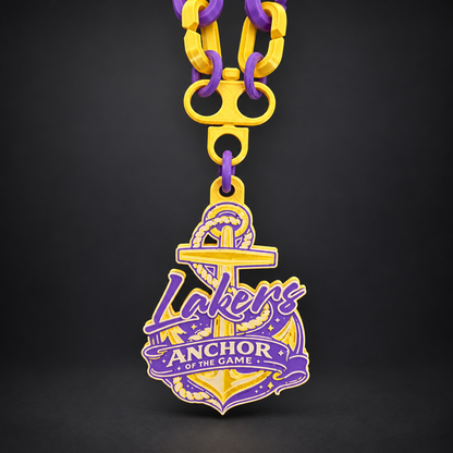 Millersport Lakers purple and gold Anchor of the Game hype necklace