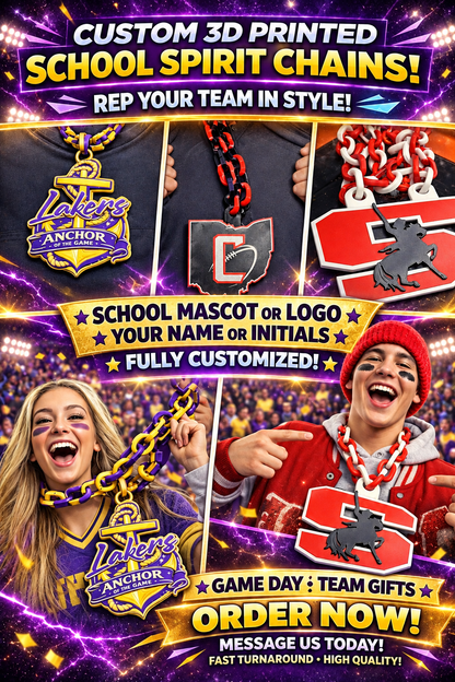 Custom school spirit hype necklaces promotional design examples