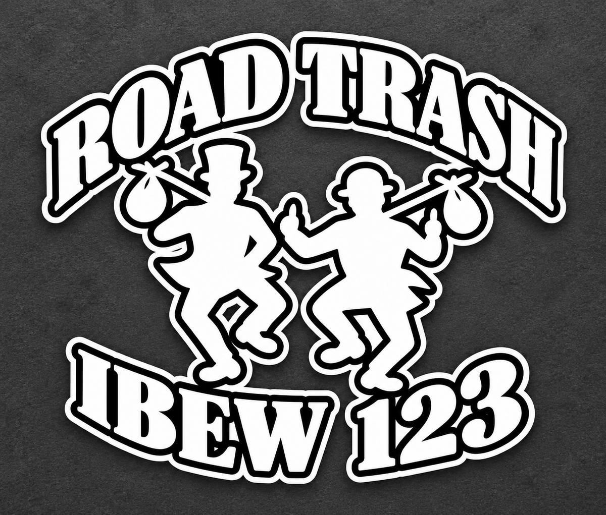Road Trash IBEW traveler decal with a customizable local union number