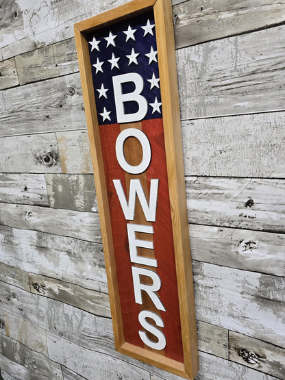 Unique 3d Personalized American Flag with Last Name.