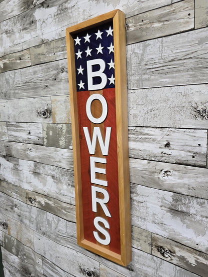 Unique 3d Personalized American Flag with Last Name.