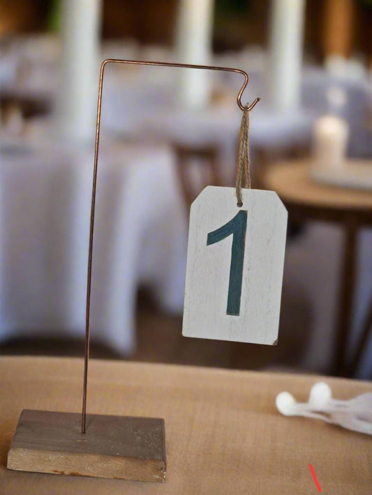 Rustic Antquic White Price Tag Style Table marker. - Simple Design with Natural Finish and Twine tie