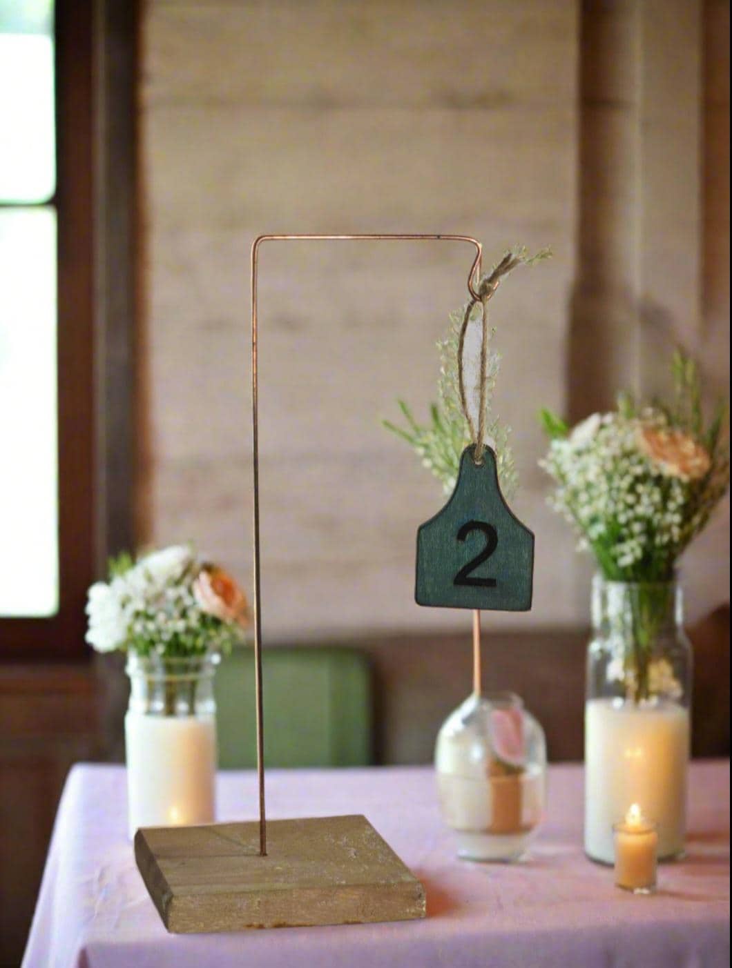 Rustic Antique Teal wooden Ear Tag wedding receptiontable display. - Simple Design with Antique Teal Finish and with twin.