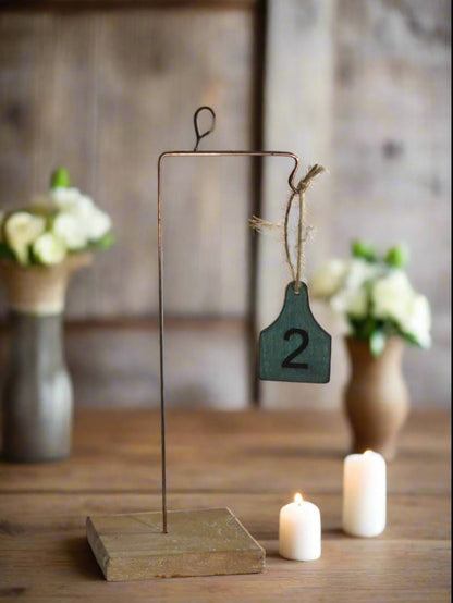 Rustic Antique Teal wooden Ear Tag wedding receptiontable display. - Simple Design with Antique Teal Finish and with twin.