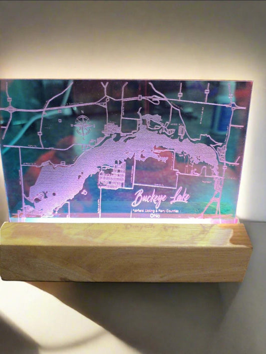 Led Buckeye Lake Map Light Up Lake Art Custom Lake House Decor