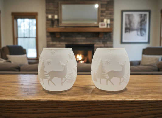 Woodland Lights - 3D-Printed Winter Scene with Reindeer & Pine Tree Set for Cozy Holiday Decor